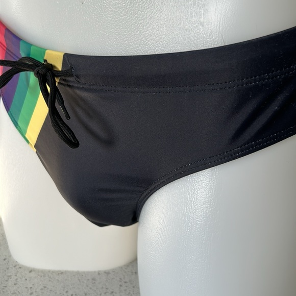 Men’s swim brief multi coloured stripes - Picture 5 of 9